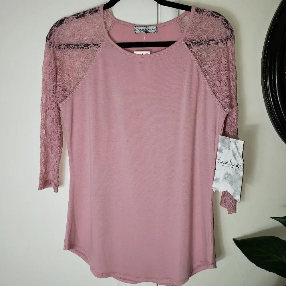 Crave Fame by Almost Famous Lace Sleeve Top